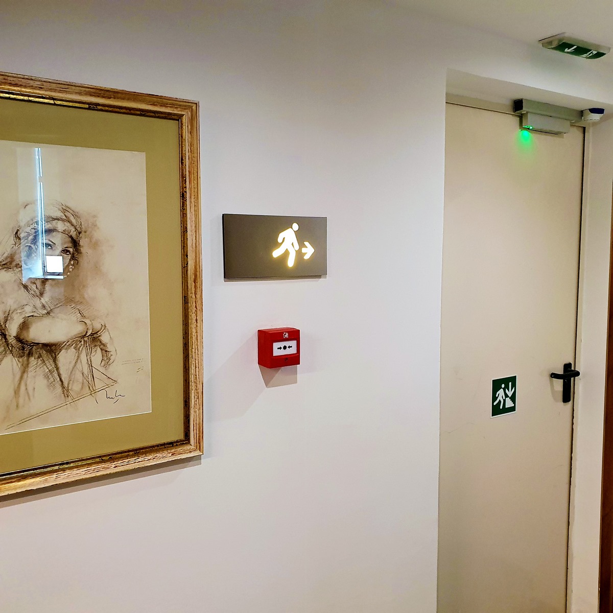 Pictogramme issue de secours éclairé