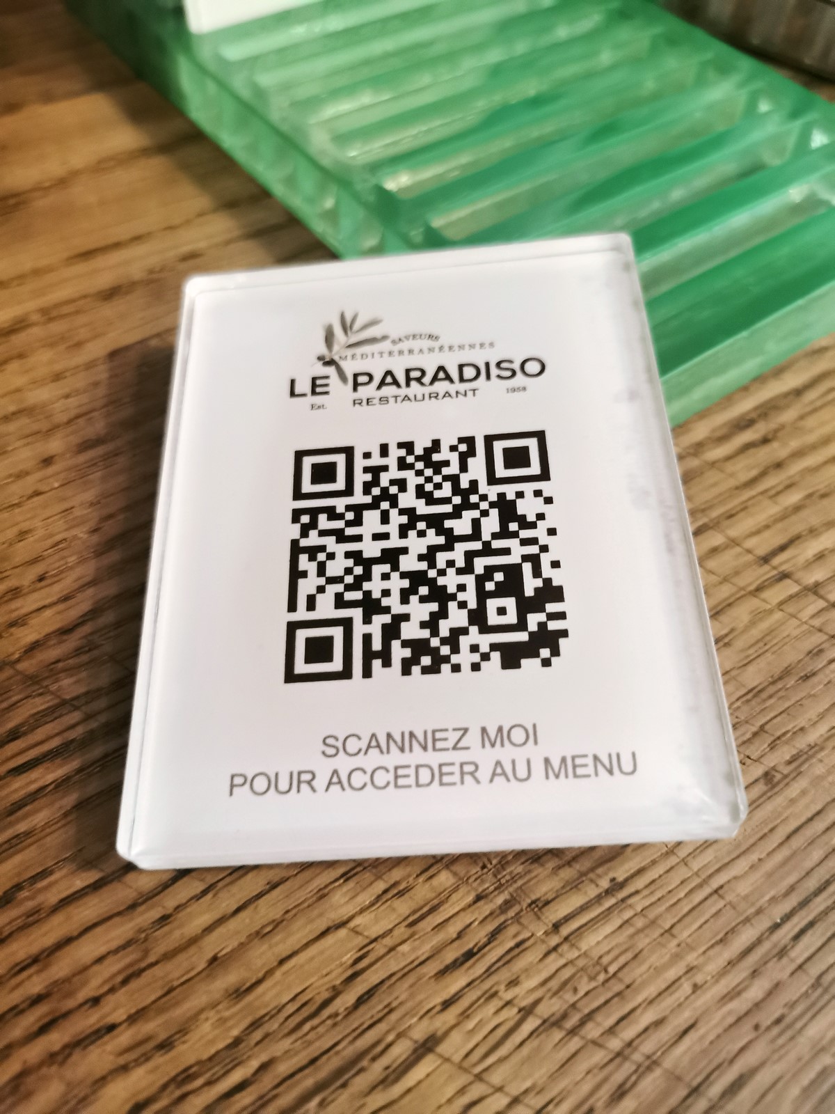 Plaquettes menu QR code